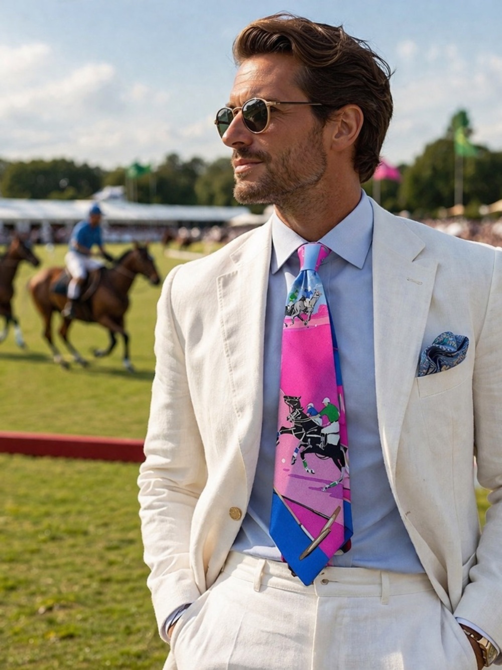 🏇RL POLO MATCH🏇🎁💯RARE & ICONIC RALPH LAUREN PURPLE LABEL POLO MATCH PLAYER TIE🔥